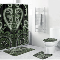 Aotearoa Ngati Awa Bathroom Set Maori Tribal Pattern LT05 Bathroom Set (4 pcs) Green - Polynesian Pride