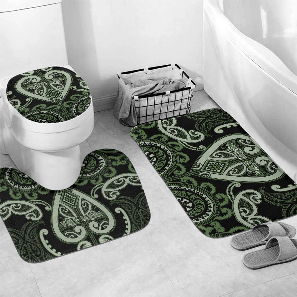 Aotearoa Ngati Awa Bathroom Set Maori Tribal Pattern LT05 Mat Set Only (3 pcs) One Size Green - Polynesian Pride