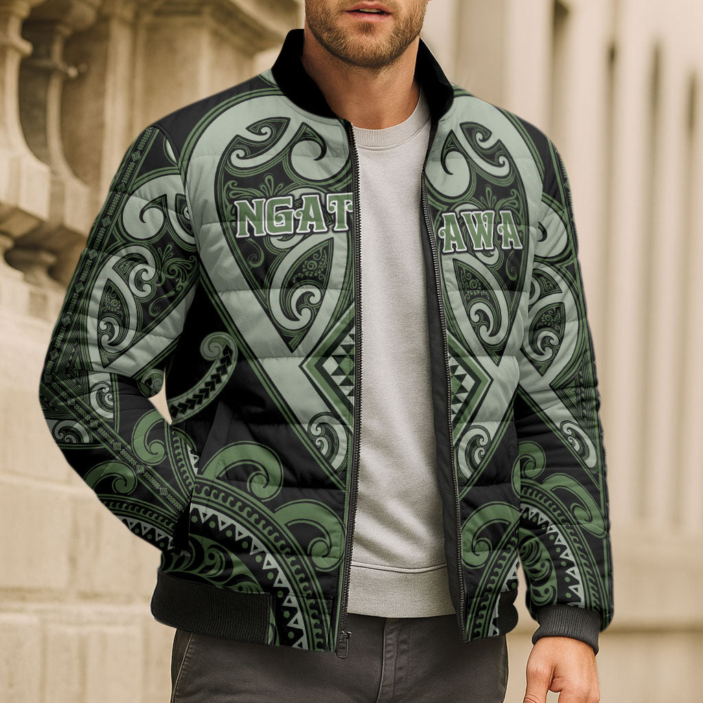 Custom Aotearoa Ngati Awa Bomber Puffer Jacket Maori Tribal Pattern LT05 - Polynesian Pride