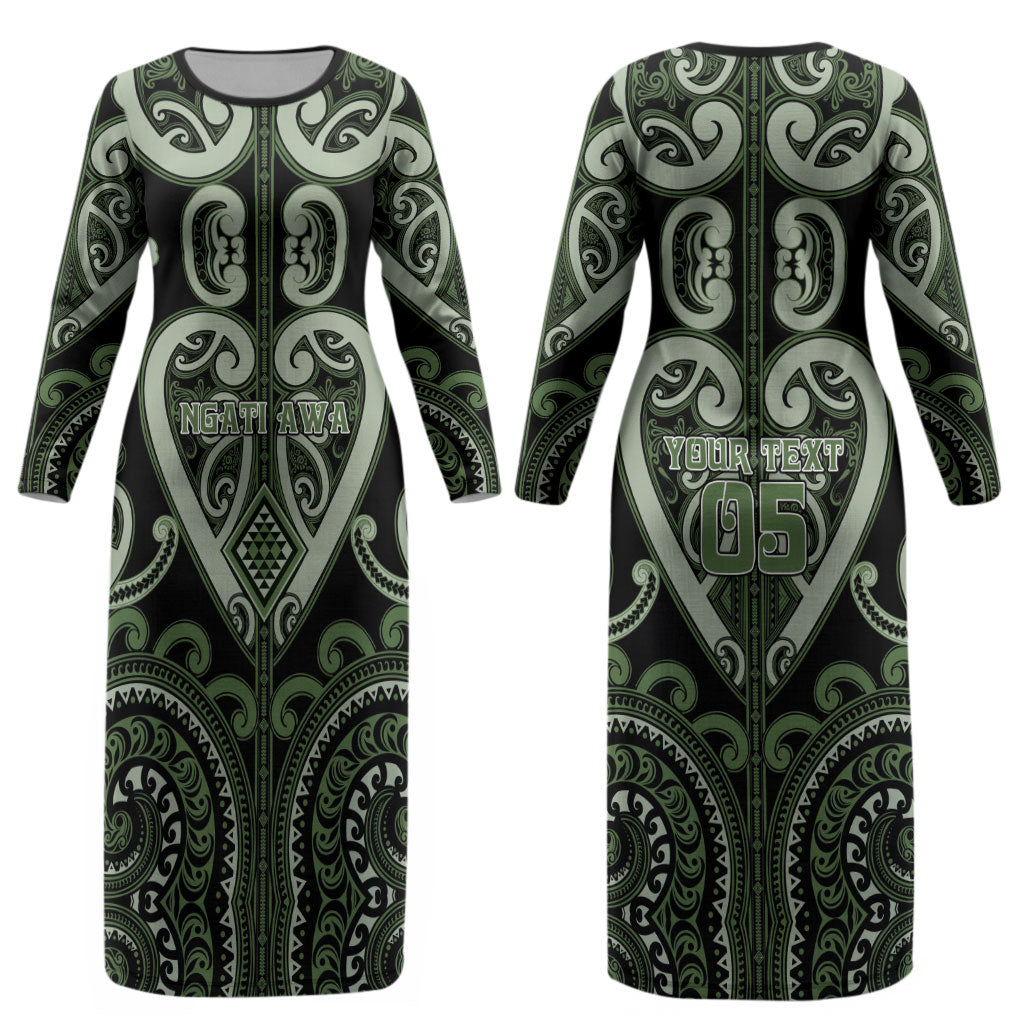 Custom Aotearoa Ngati Awa Couples Matching Long Sleeve Bodycon Dress and Long Sleeve Button Shirt Maori Tribal Pattern LT05 - Polynesian Pride