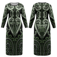 Custom Aotearoa Ngati Awa Couples Matching Long Sleeve Bodycon Dress and Long Sleeve Button Shirt Maori Tribal Pattern LT05 - Polynesian Pride