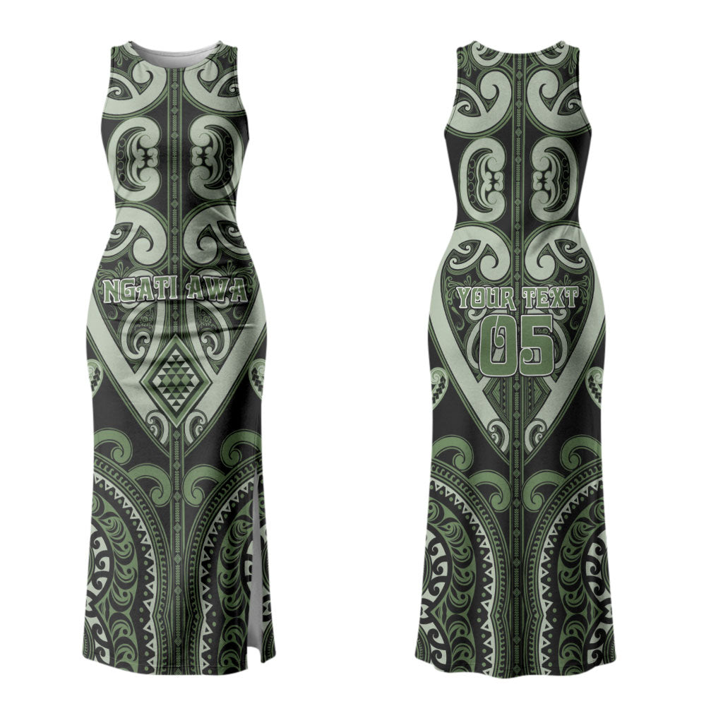 Custom Aotearoa Ngati Awa Couples Matching Tank Maxi Dress and Long Sleeve Button Shirt Maori Tribal Pattern LT05 - Polynesian Pride