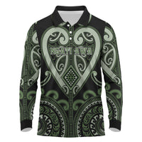 Custom Aotearoa Ngati Awa Long Sleeve Polo Shirt Maori Tribal Pattern LT05 Green - Polynesian Pride