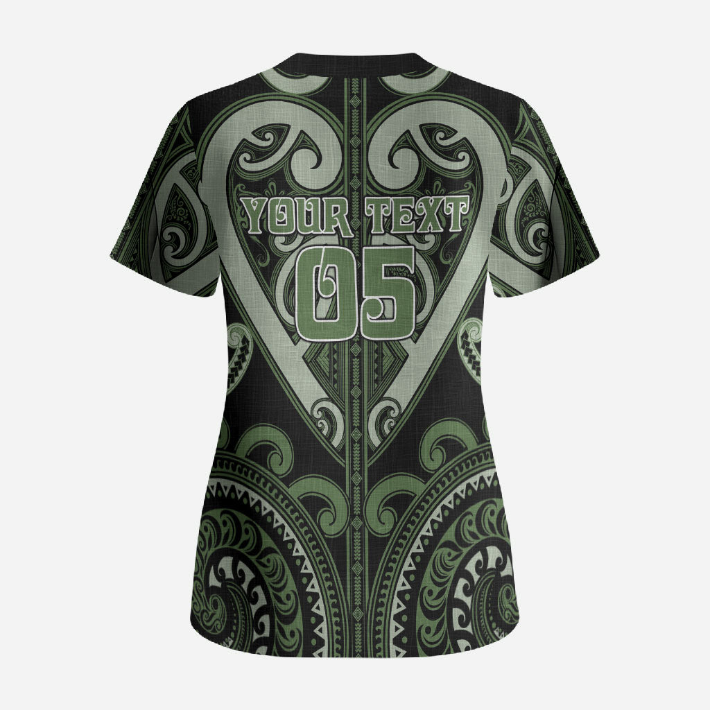 Custom Aotearoa Ngati Awa Scrub Top Maori Tribal Pattern LT05 - Polynesian Pride