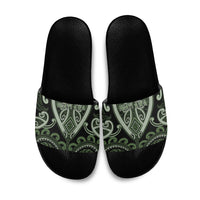Aotearoa Ngati Awa Slide Sandals Maori Tribal Pattern LT05 Green - Polynesian Pride
