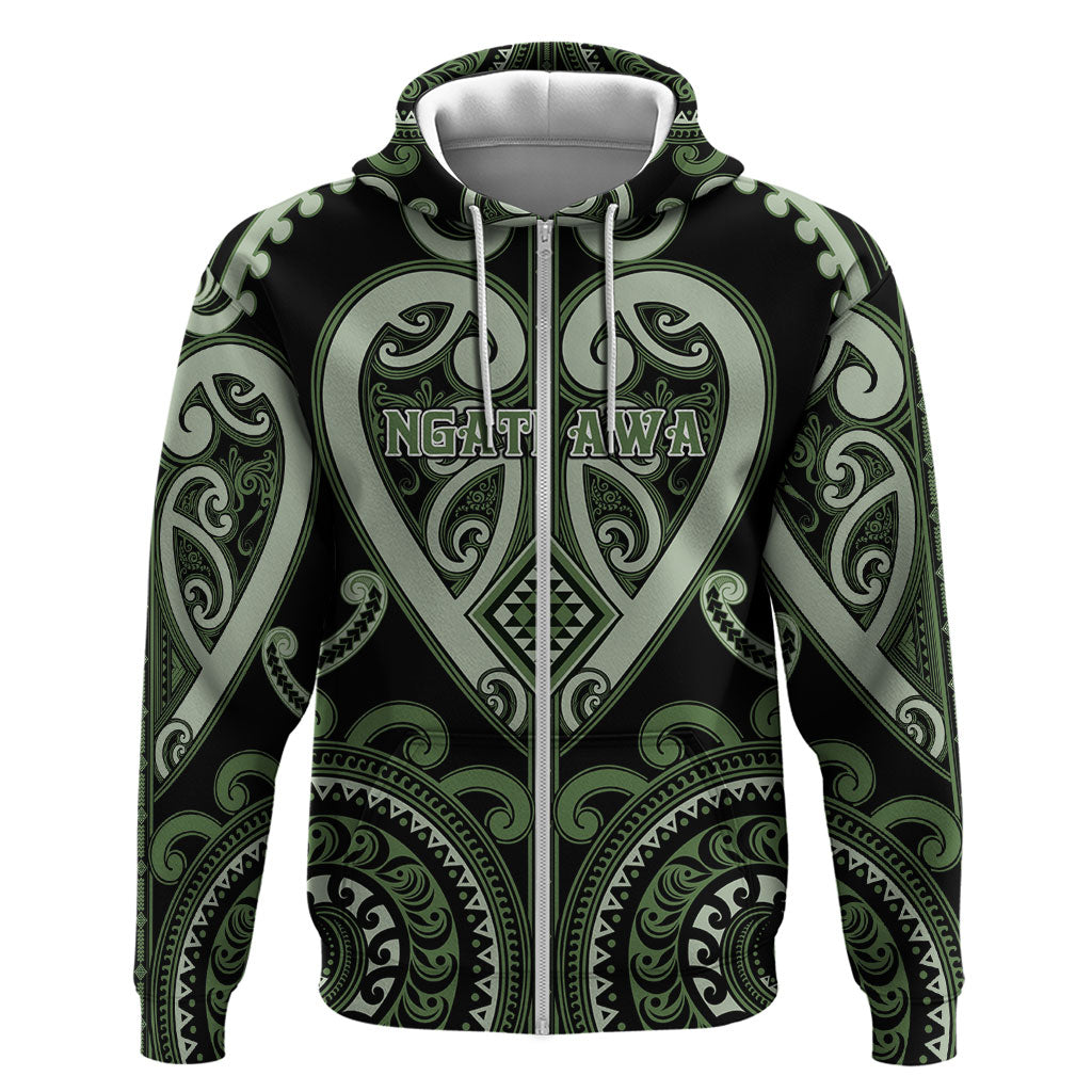 Custom Aotearoa Ngati Awa Zip Hoodie Maori Tribal Pattern LT05 Zip Hoodie Green - Polynesian Pride