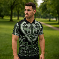 Custom Aotearoa Ngati Awa Zipper Polo Shirt Maori Tribal Pattern LT05 - Polynesian Pride