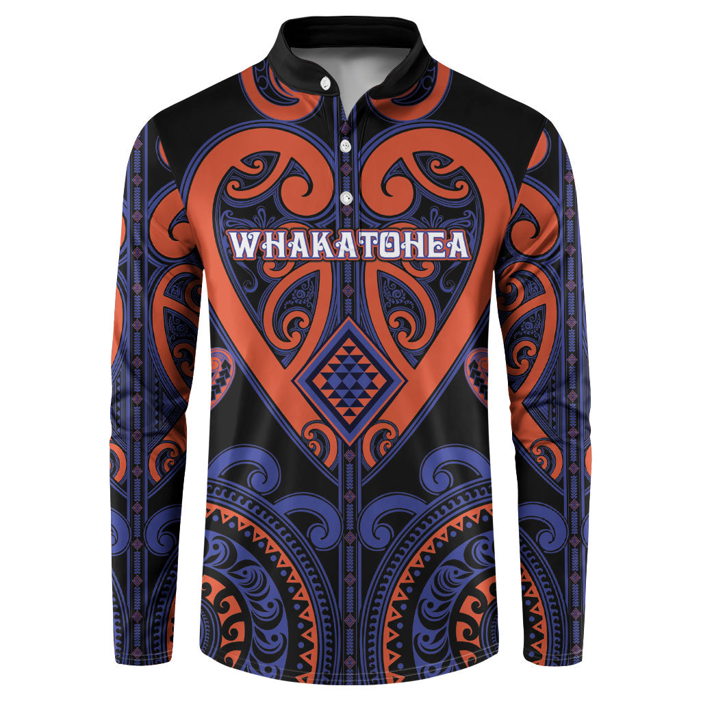 Custom Aotearoa Whakatohea Button Sweatshirt Maori Tribal Pattern LT05 Navy - Polynesian Pride