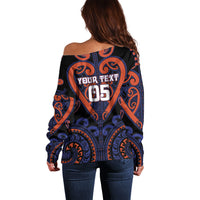Custom Aotearoa Whakatohea Off Shoulder Sweater Maori Tribal Pattern LT05 - Polynesian Pride