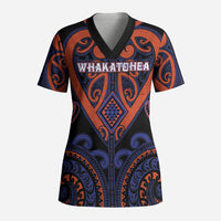 Custom Aotearoa Whakatohea Scrub Top Maori Tribal Pattern LT05 Adult Navy - Polynesian Pride
