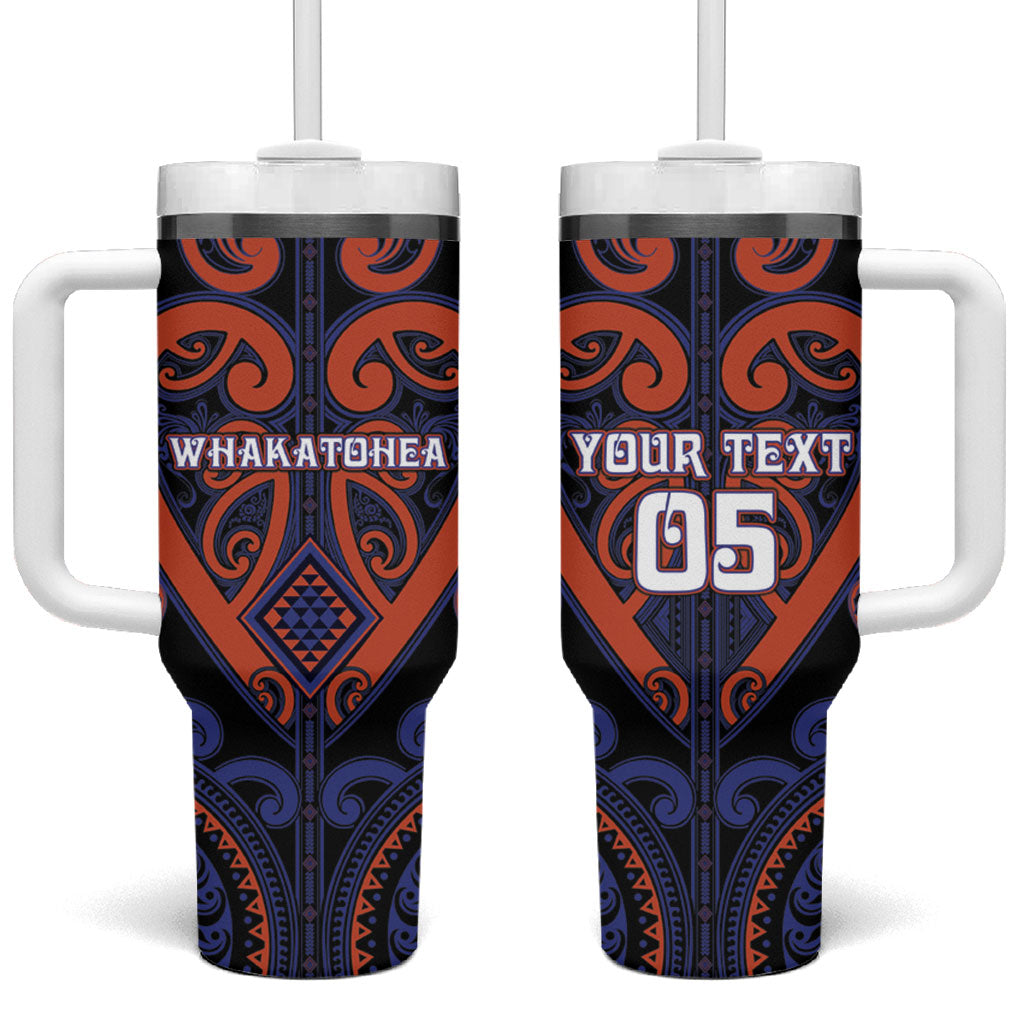 Custom Aotearoa Whakatohea Tumbler With Handle Maori Tribal Pattern LT05 One Size: 40 oz Navy - Polynesian Pride
