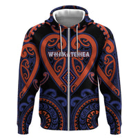 Custom Aotearoa Whakatohea Zip Hoodie Maori Tribal Pattern LT05 Zip Hoodie Navy - Polynesian Pride