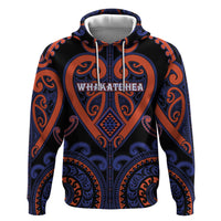 Custom Aotearoa Whakatohea Zip Hoodie Maori Tribal Pattern LT05 Pullover Hoodie Navy - Polynesian Pride