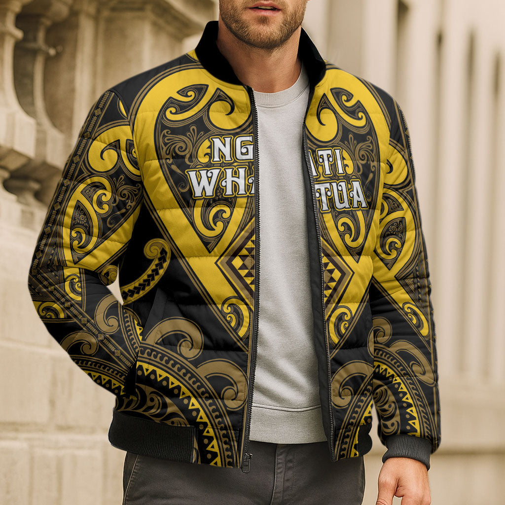 Custom Aotearoa Ngati Whatua Bomber Puffer Jacket Maori Tribal Pattern LT05 - Polynesian Pride