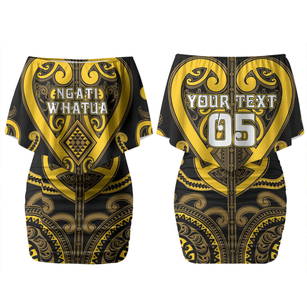 Custom Aotearoa Ngati Whatua Couples Matching Off Shoulder Short Dress and Long Sleeve Button Shirt Maori Tribal Pattern LT05 - Polynesian Pride