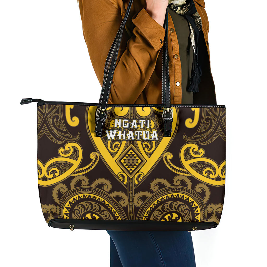 Aotearoa Ngati Whatua Leather Tote Bag Maori Tribal Pattern LT05 - Polynesian Pride