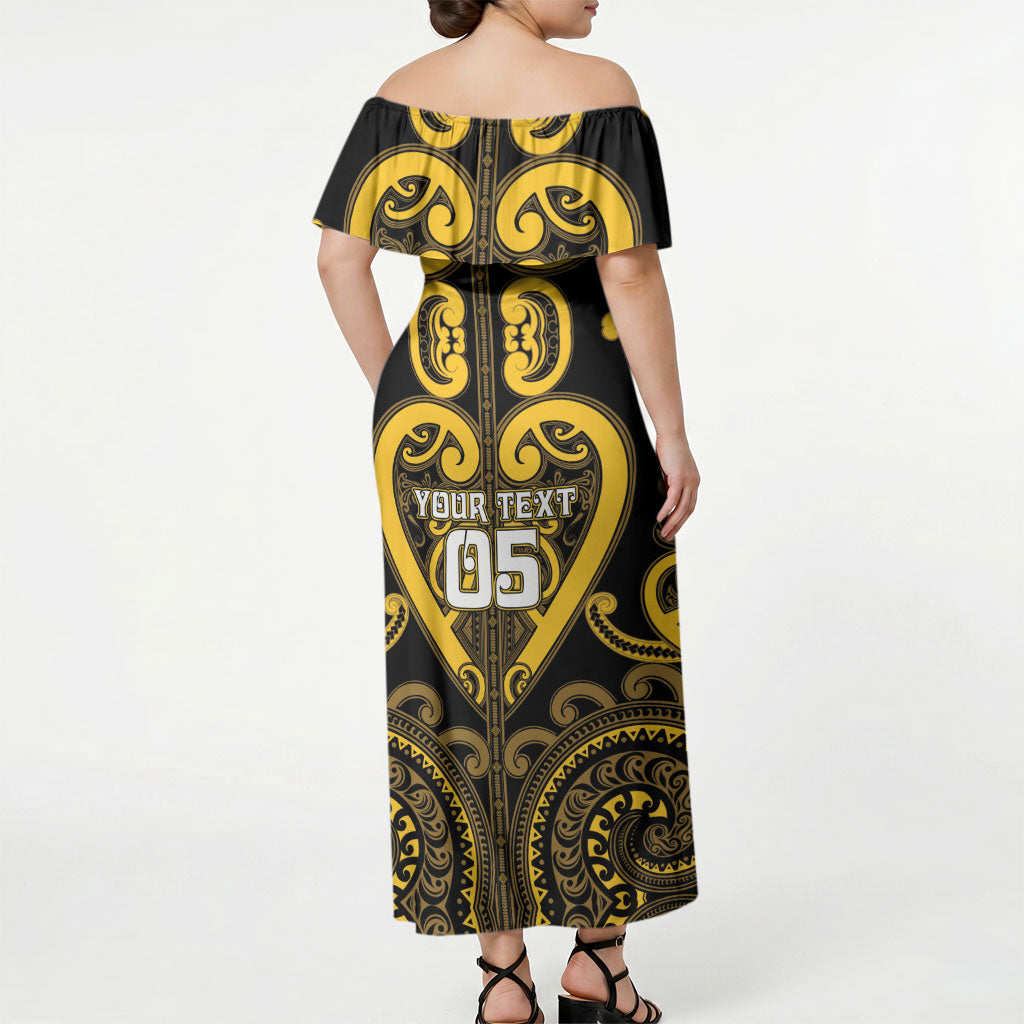 Custom Aotearoa Ngati Whatua Off Shoulder Maxi Dress Maori Tribal Pattern LT05 - Polynesian Pride