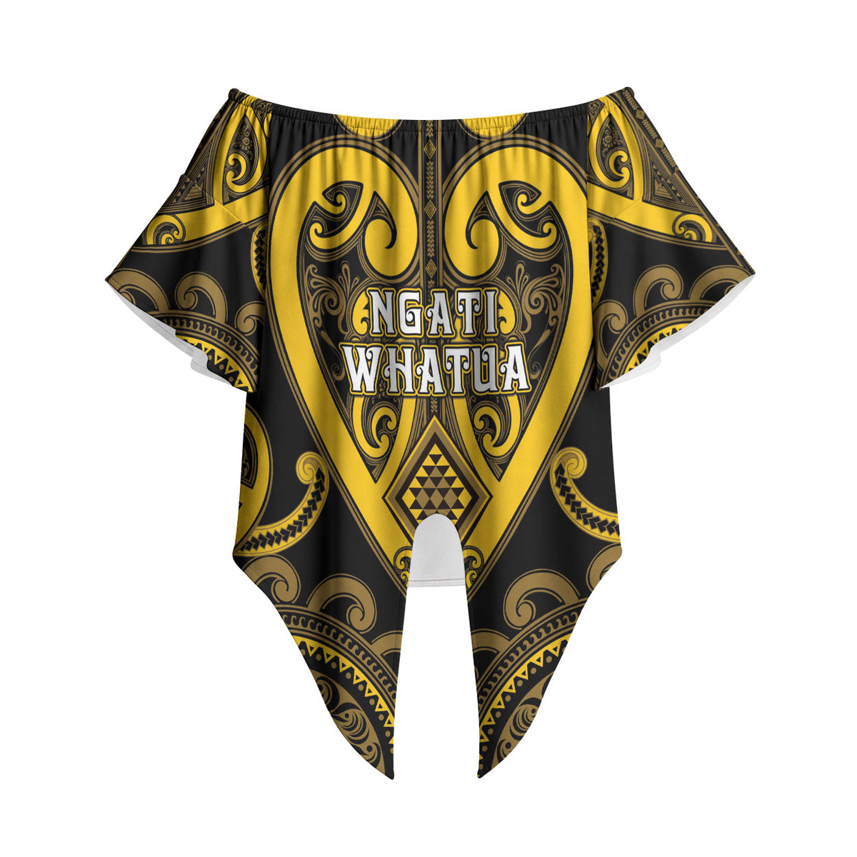 Custom Aotearoa Ngati Whatua Off Shoulder Wrap Waist Top Maori Tribal Pattern LT05 - Polynesian Pride