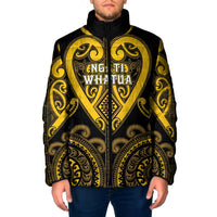 Custom Aotearoa Ngati Whatua Padded Jacket Maori Tribal Pattern LT05 Men Yellow - Polynesian Pride