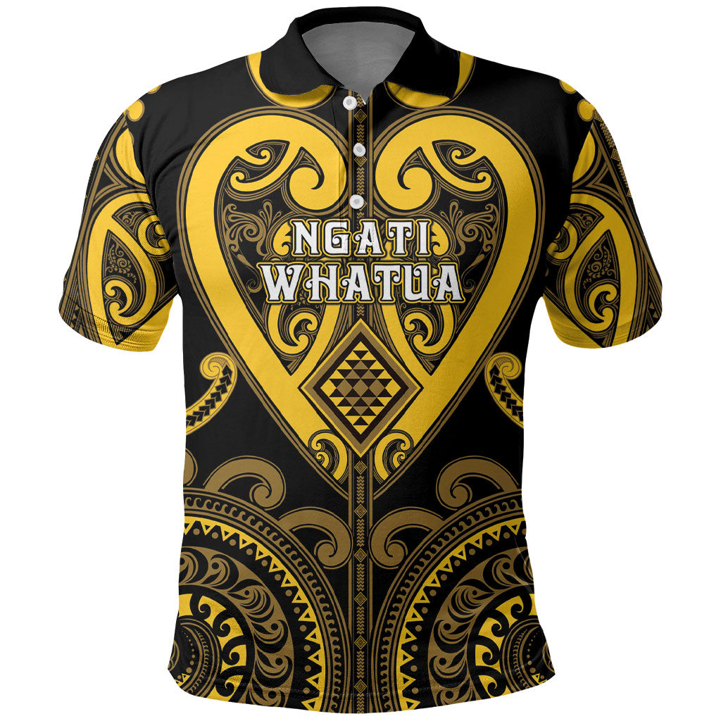 Custom Aotearoa Ngati Whatua Polo Shirt Maori Tribal Pattern LT05 Yellow - Polynesian Pride