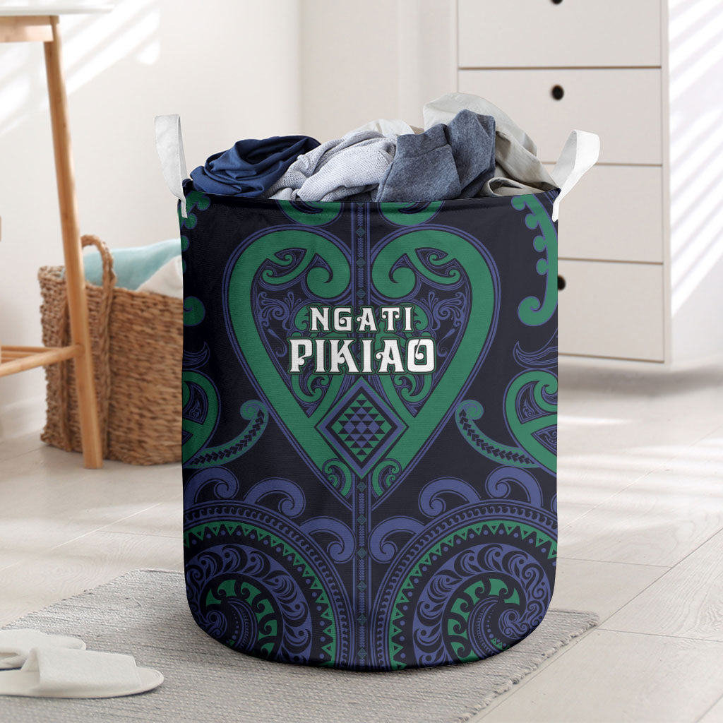 Aotearoa Ngati Pikiao Laundry Basket Maori Tribal Pattern LT05 Green - Polynesian Pride