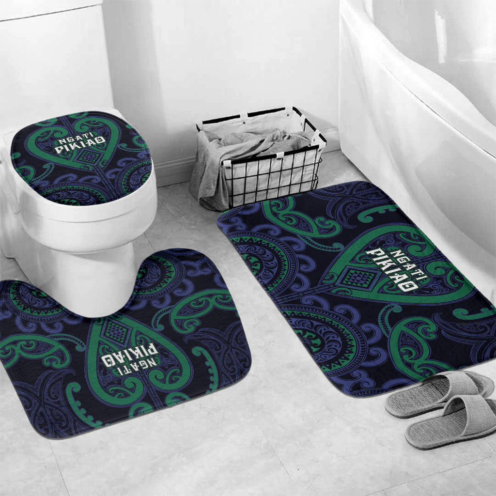 Aotearoa Ngati Pikiao Bathroom Set Maori Tribal Pattern LT05 Mat Set Only (3 pcs) One Size Green - Polynesian Pride