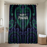 Aotearoa Ngati Pikiao Bathroom Set Maori Tribal Pattern LT05 Shower Curtain Only Green - Polynesian Pride