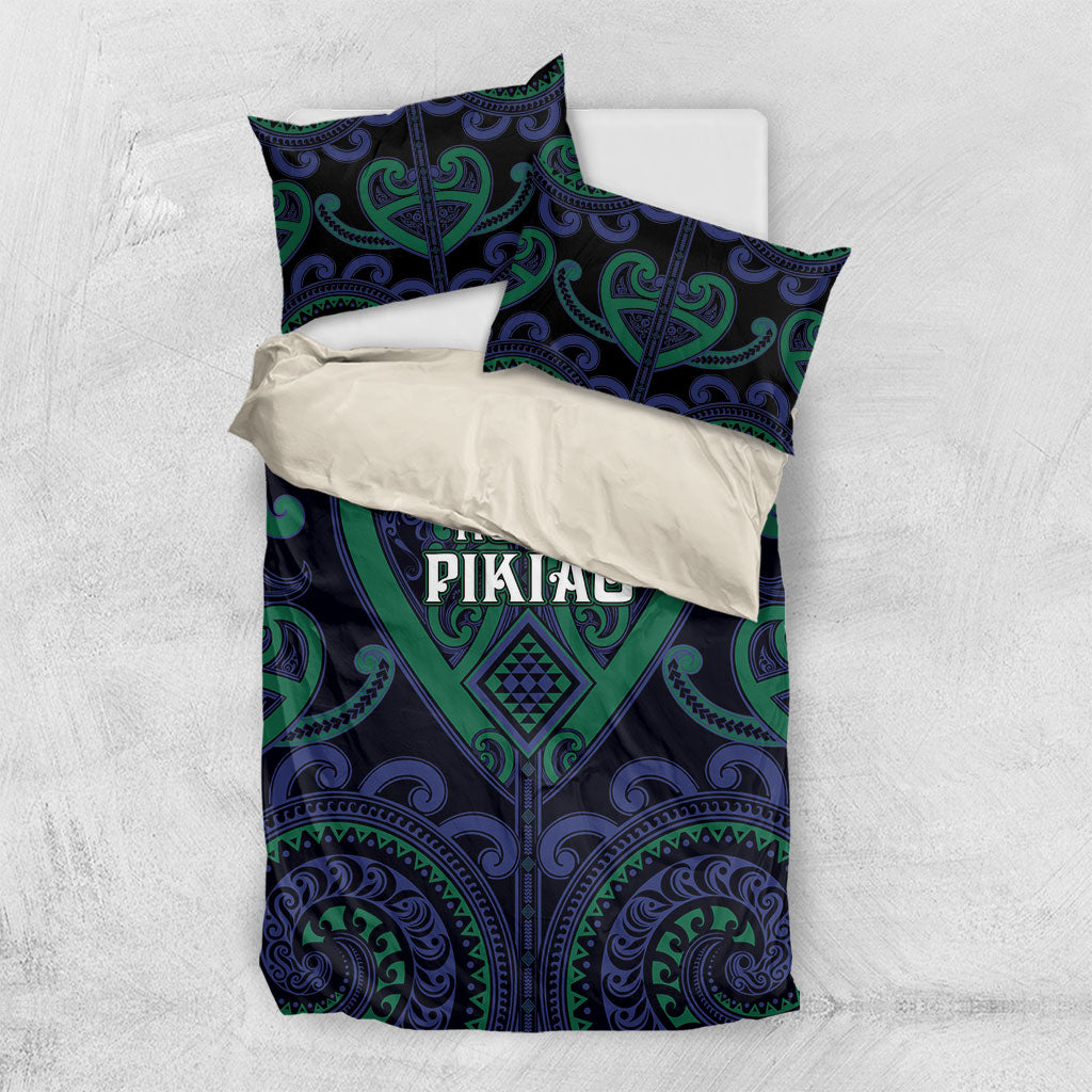 Aotearoa Ngati Pikiao Bedding Set Maori Tribal Pattern LT05 US Twin 172cm x 218cm Green - Polynesian Pride