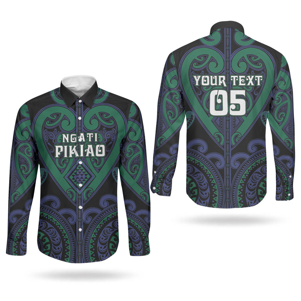 Custom Aotearoa Ngati Pikiao Couples Matching Mermaid Dress and Long Sleeve Button Shirt Maori Tribal Pattern LT05 - Polynesian Pride