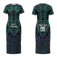 Custom Aotearoa Ngati Pikiao Couples Matching Short Sleeve Bodycon Dress and Long Sleeve Button Shirt Maori Tribal Pattern LT05 - Polynesian Pride