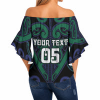 Custom Aotearoa Ngati Pikiao Off Shoulder Wrap Waist Top Maori Tribal Pattern LT05 - Polynesian Pride