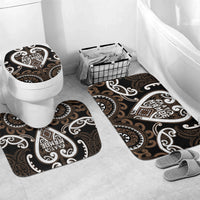 Aotearoa Kati Mamoe Bathroom Set Maori Tribal Pattern LT05 Mat Set Only (3 pcs) One Size Brown - Polynesian Pride