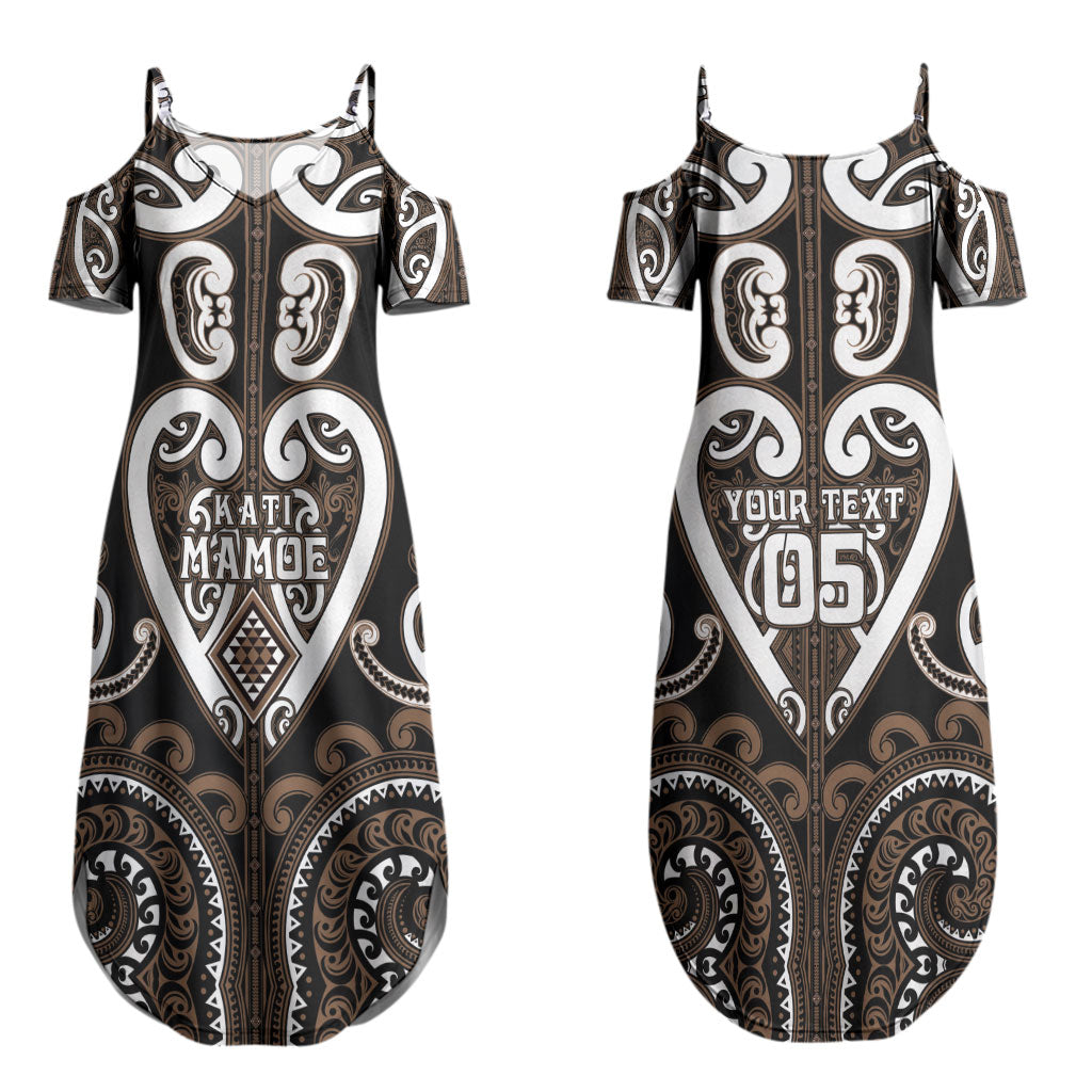 Custom Aotearoa Kati Mamoe Couples Matching Summer Maxi Dress and Long Sleeve Button Shirt Maori Tribal Pattern LT05 - Polynesian Pride