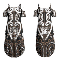 Custom Aotearoa Kati Mamoe Couples Matching Summer Maxi Dress and Long Sleeve Button Shirt Maori Tribal Pattern LT05 - Polynesian Pride