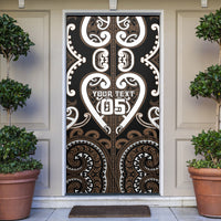 Custom Aotearoa Kati Mamoe Door Cover Maori Tribal Pattern LT05 Brown - Polynesian Pride