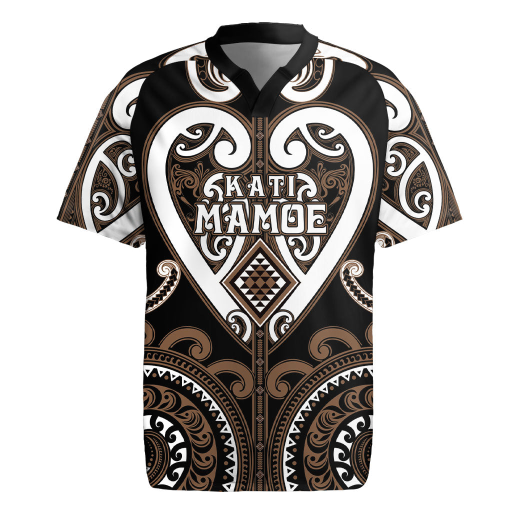 Custom Aotearoa Kati Mamoe Rugby Jersey Maori Tribal Pattern LT05 Brown - Polynesian Pride