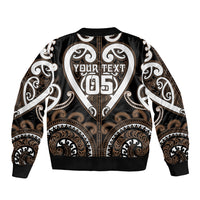 Custom Aotearoa Kati Mamoe Sleeve Zip Bomber Jacket Maori Tribal Pattern LT05 - Polynesian Pride