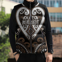 Custom Aotearoa Kati Mamoe Sleeveless Puffer Jacket Maori Tribal Pattern LT05 - Polynesian Pride