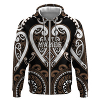 Custom Aotearoa Kati Mamoe Zip Hoodie Maori Tribal Pattern LT05 Zip Hoodie Brown - Polynesian Pride