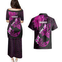 Hawaii Maui Couples Matching Puletasi Dress and Hawaiian Shirt Polynesian Fish Hook Hibiscus Pink Version LT05 - Polynesian Pride