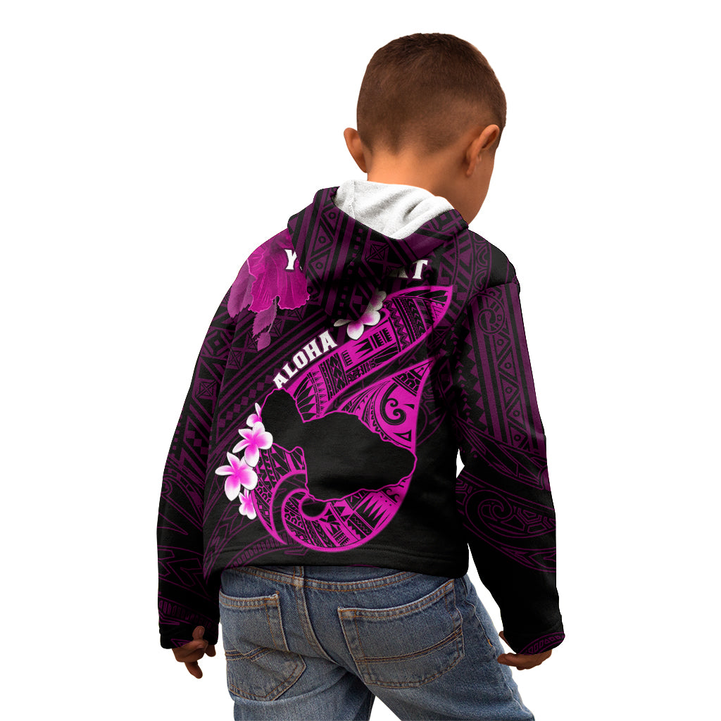 Personalized Hawaii Maui Kid Hoodie Polynesian Fish Hook Hibiscus Pink Version LT05 - Polynesian Pride