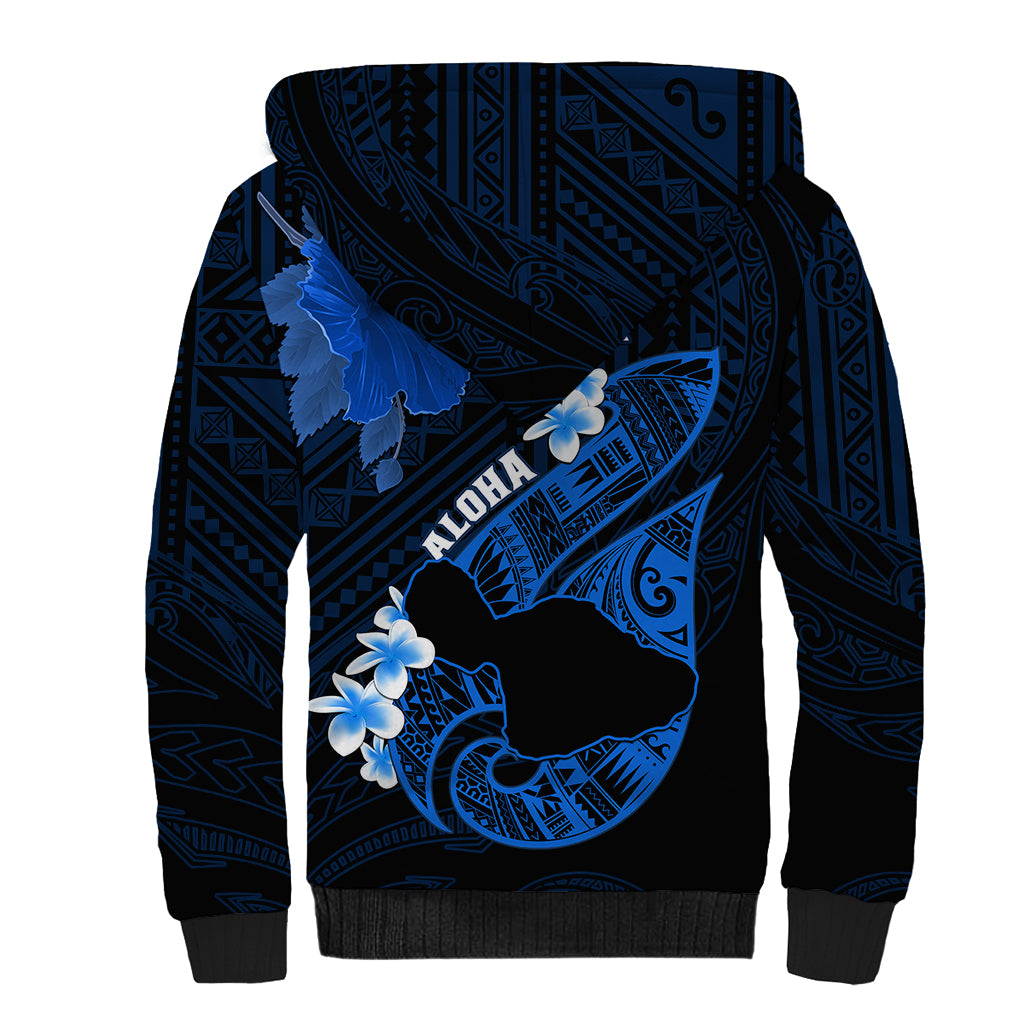 Hawaii Maui Sherpa Hoodie Polynesian Fish Hook Hibiscus Blue Version LT05 - Polynesian Pride
