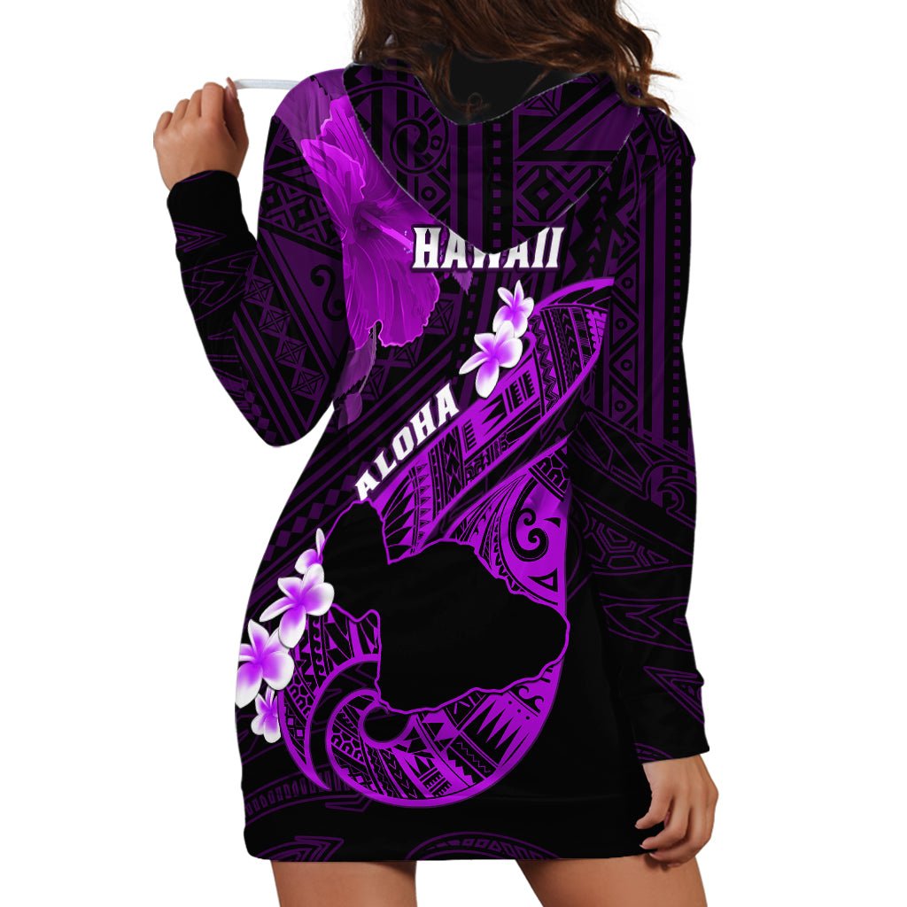 Hawaii Maui Hoodie Dress Polynesian Fish Hook Hibiscus Purple Version LT05 - Polynesian Pride