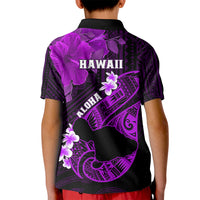Hawaii Maui Kid Polo Shirt Polynesian Fish Hook Hibiscus Purple Version LT05 - Polynesian Pride