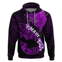 Personalized Hawaii Maui Hoodie Polynesian Fish Hook Hibiscus Purple Version LT05 Purple - Polynesian Pride