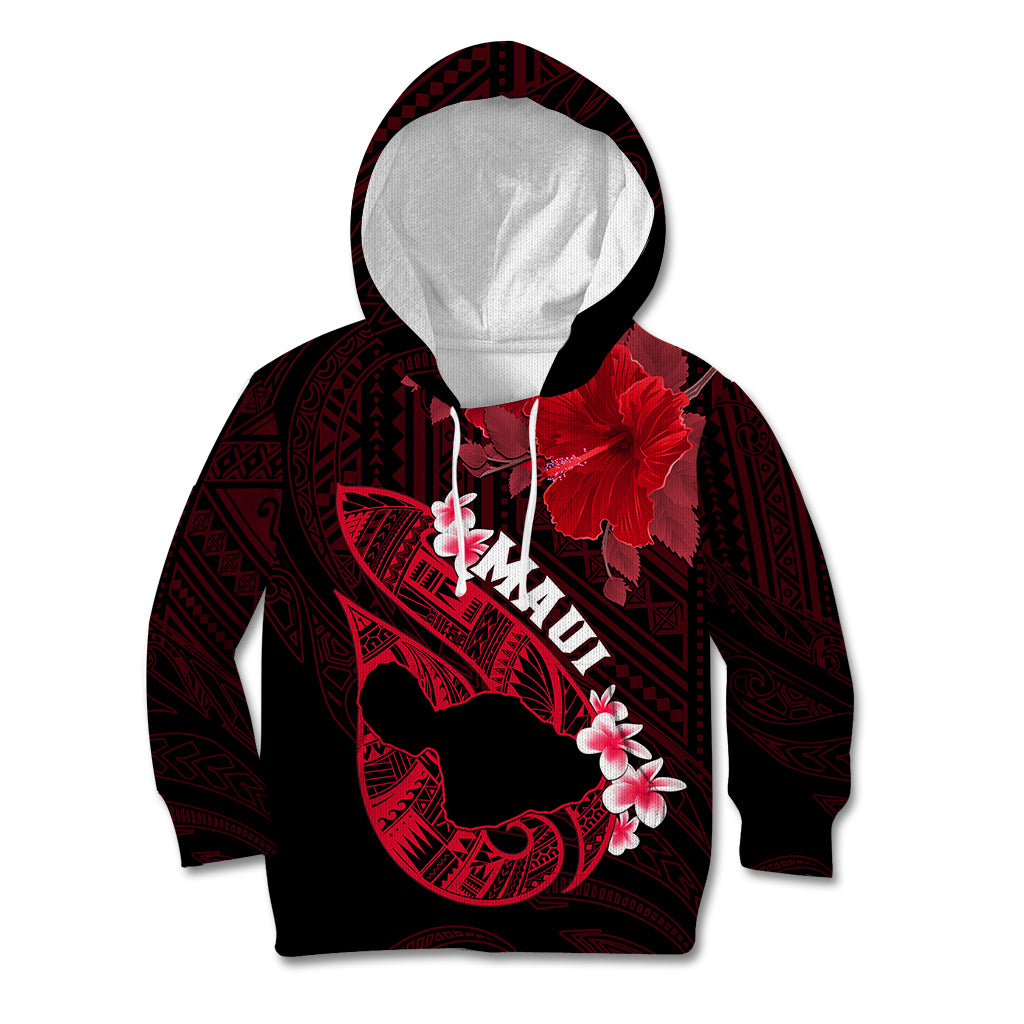 Hawaii Maui Kid Hoodie Polynesian Fish Hook Hibiscus Red Version LT05 Red - Polynesian Pride