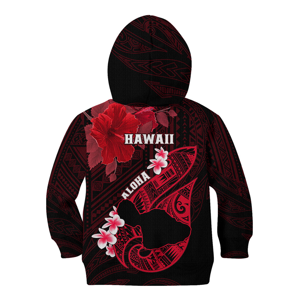 Hawaii Maui Kid Hoodie Polynesian Fish Hook Hibiscus Red Version LT05 - Polynesian Pride