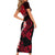 Hawaii Maui Short Sleeve Bodycon Dress Polynesian Fish Hook Hibiscus Red Version LT05 - Polynesian Pride