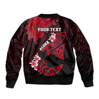 Personalized Hawaii Maui Bomber Jacket Polynesian Fish Hook Hibiscus Red Version LT05 - Polynesian Pride