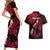 Personalized Hawaii Maui Couples Matching Short Sleeve Bodycon Dress and Hawaiian Shirt Polynesian Fish Hook Hibiscus Red Version LT05 - Polynesian Pride